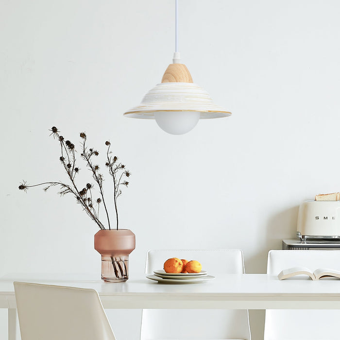 Bellanova Ceramic Pendant Light – Retro White Hanging Lamp | Vintage Hat-Shaped Ceiling Light for Elegant Interiors