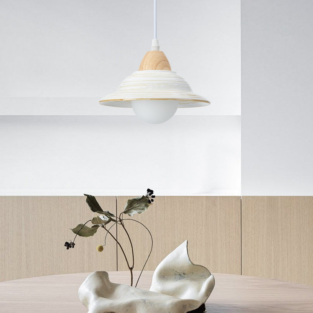 Bellanova Ceramic Pendant Light – Retro White Hanging Lamp | Vintage Hat-Shaped Ceiling Light for Elegant Interiors