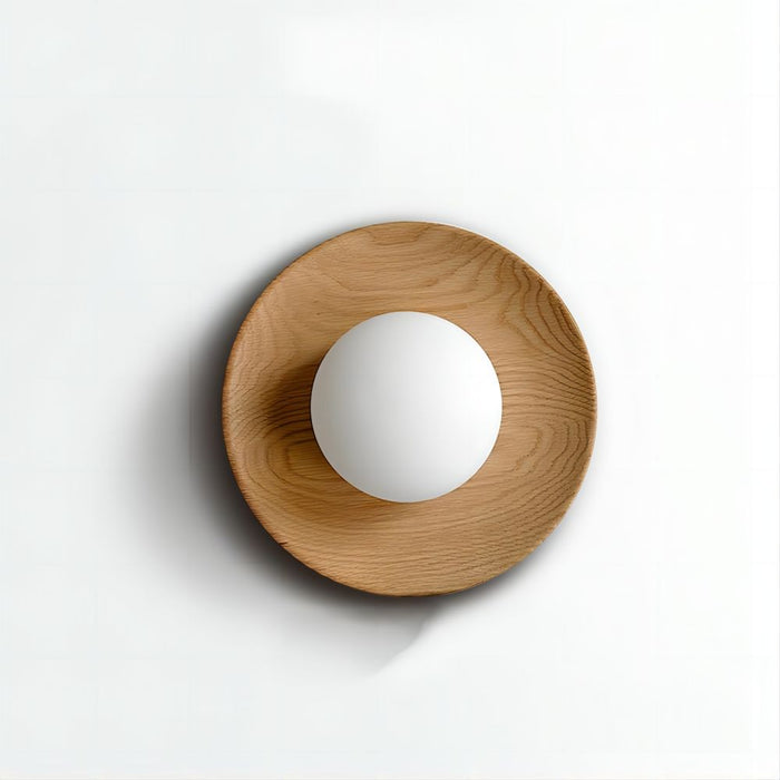 Nordic Timber Wall Light – White Glass & Wood Wall Lamp | Scandinavian Interior Lighting | Minimalist Home Décor