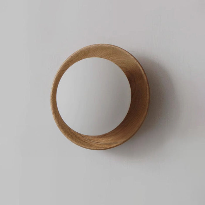 Nordic Timber Wall Light – White Glass & Wood Wall Lamp | Scandinavian Interior Lighting | Minimalist Home Décor