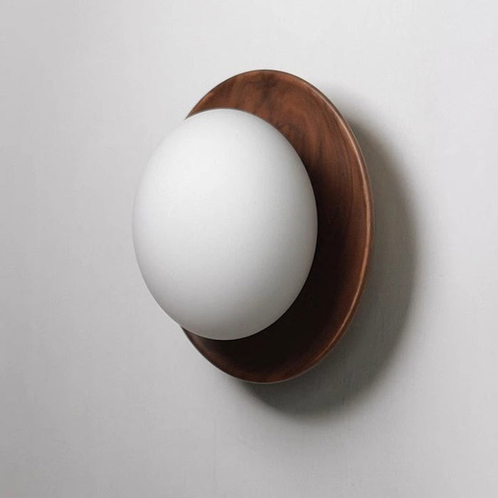 Nordic Timber Wall Light – White Glass & Wood Wall Lamp | Scandinavian Interior Lighting | Minimalist Home Décor