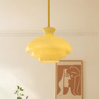 Bauhaus Glass Pendant Light – Cream Yellow Hanging Lamp | Vintage Modern Interior Lighting