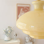 Bauhaus Glass Pendant Light – Cream Yellow Hanging Lamp | Vintage Modern Interior Lighting