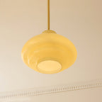 Bauhaus Glass Pendant Light – Cream Yellow Hanging Lamp | Vintage Modern Interior Lighting
