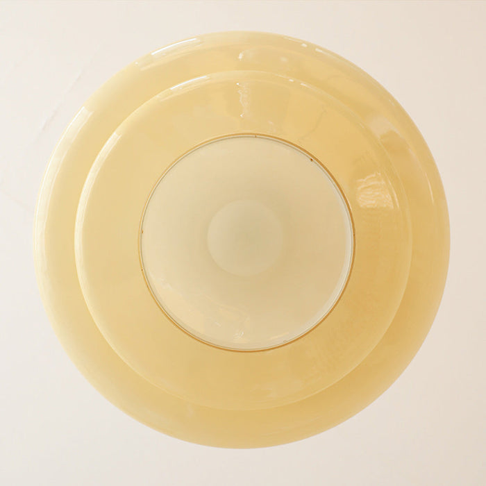 Bauhaus Glass Pendant Light – Cream Yellow Hanging Lamp | Vintage Modern Interior Lighting