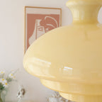 Bauhaus Glass Pendant Light – Cream Yellow Hanging Lamp | Vintage Modern Interior Lighting