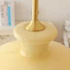 Bauhaus Glass Pendant Light – Cream Yellow Hanging Lamp | Vintage Modern Interior Lighting