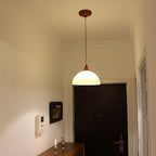 Ambermere Farmhouse Pendant Light – Retro Amber Glass Hanging Lamp | Rustic Vintage Ceiling Lighting