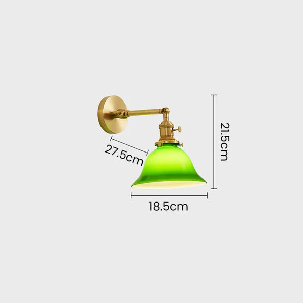 Heritage Green Wall Light – Adjustable Vintage Brass Sconce | Classic Glass Accent Lighting