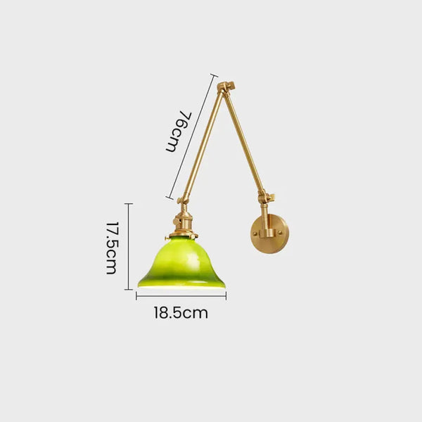 Heritage Green Wall Light – Adjustable Vintage Brass Sconce | Classic Glass Accent Lighting