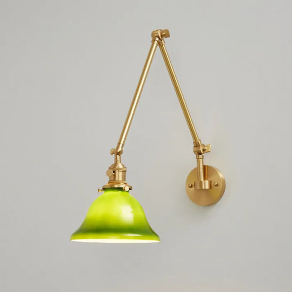 Heritage Green Wall Light – Adjustable Vintage Brass Sconce | Classic Glass Accent Lighting