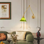 Heritage Green Wall Light – Adjustable Vintage Brass Sconce | Classic Glass Accent Lighting