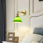 Heritage Green Wall Light – Adjustable Vintage Brass Sconce | Classic Glass Accent Lighting