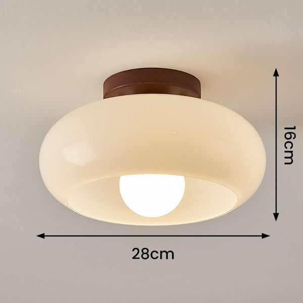 Vintage White Ceiling Light – Small Hallway Flush Mount Lamp | Classic Elegant Interior Lighting