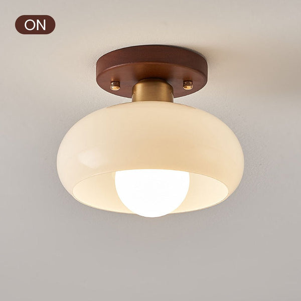 Vintage White Ceiling Light – Small Hallway Flush Mount Lamp | Classic Elegant Interior Lighting