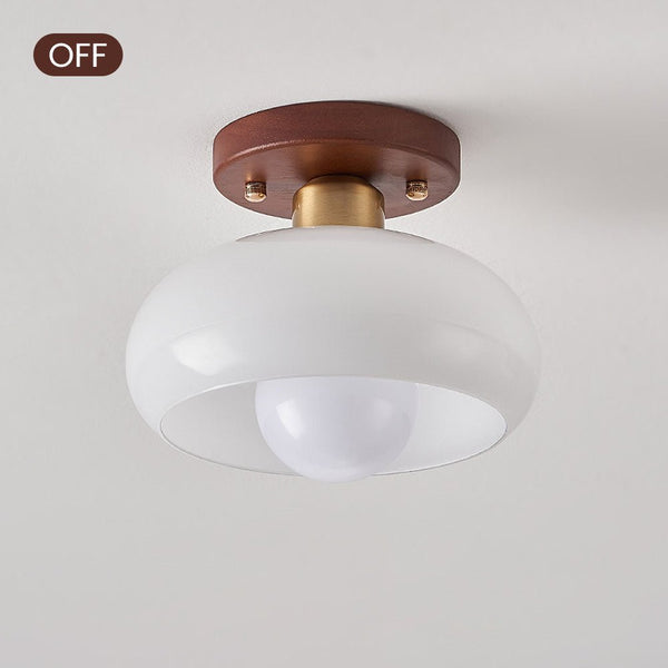 Vintage White Ceiling Light – Small Hallway Flush Mount Lamp | Classic Elegant Interior Lighting