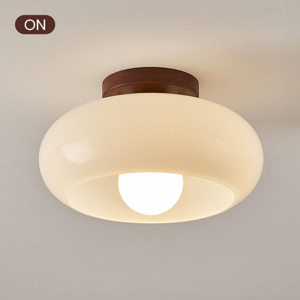 Vintage White Ceiling Light – Small Hallway Flush Mount Lamp | Classic Elegant Interior Lighting
