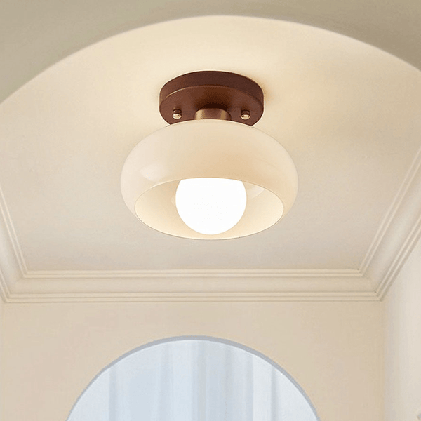 Vintage White Ceiling Light – Small Hallway Flush Mount Lamp | Classic Elegant Interior Lighting
