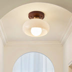 Vintage White Ceiling Light – Small Hallway Flush Mount Lamp | Classic Elegant Interior Lighting