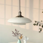 White Glass Pendant Light – Modern Minimalist Hanging Lamp | Contemporary Ambient Interior Lighting