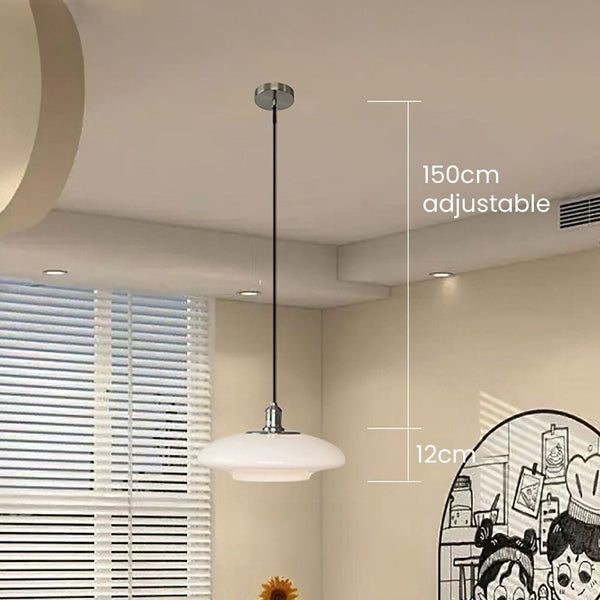 White Glass Pendant Light – Modern Minimalist Hanging Lamp | Contemporary Ambient Interior Lighting