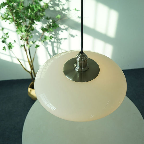 White Glass Pendant Light – Modern Minimalist Hanging Lamp | Contemporary Ambient Interior Lighting