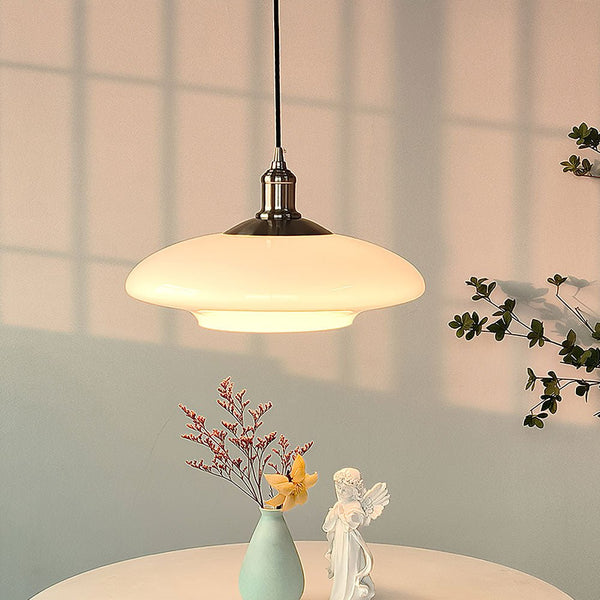 White Glass Pendant Light – Modern Minimalist Hanging Lamp | Contemporary Ambient Interior Lighting