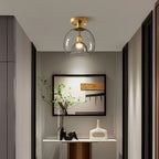Grey Glass Ceiling Light – Modern Hallway Flush Mount Lamp | Minimalist Interior Lighting
