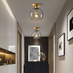 Grey Glass Ceiling Light – Modern Hallway Flush Mount Lamp | Minimalist Interior Lighting
