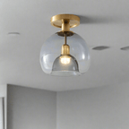 Grey Glass Ceiling Light – Modern Hallway Flush Mount Lamp | Minimalist Interior Lighting