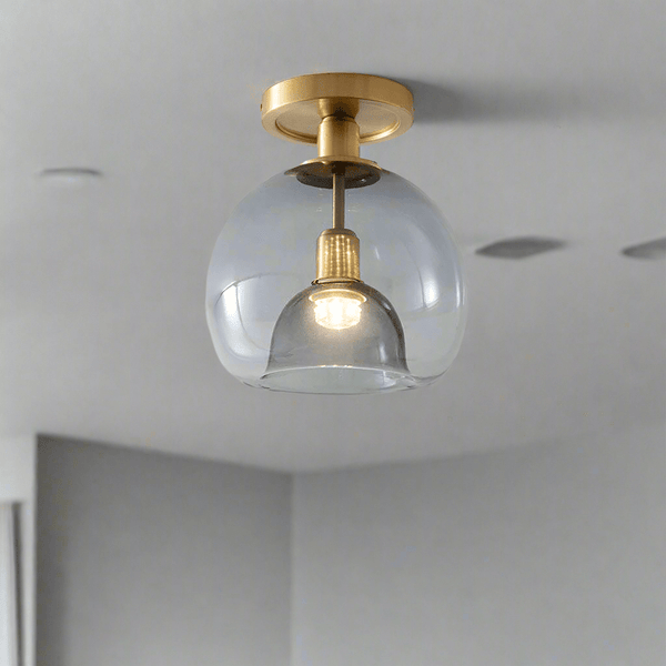 Grey Glass Ceiling Light – Modern Hallway Flush Mount Lamp | Minimalist Interior Lighting