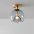 Grey Glass Ceiling Light – Modern Hallway Flush Mount Lamp | Minimalist Interior Lighting