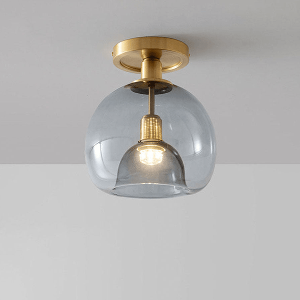 Grey Glass Ceiling Light – Modern Hallway Flush Mount Lamp | Minimalist Interior Lighting