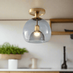 Grey Glass Ceiling Light – Modern Hallway Flush Mount Lamp | Minimalist Interior Lighting