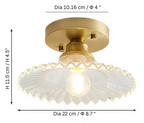 Fleurique Ribbed Glass Ceiling Light – Vintage Floral Pendant Lamp | Elegant Petal Glass Lighting for Timeless Interiors