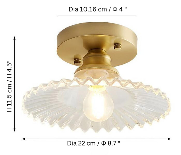 Fleurique Ribbed Glass Ceiling Light – Vintage Floral Pendant Lamp | Elegant Petal Glass Lighting for Timeless Interiors