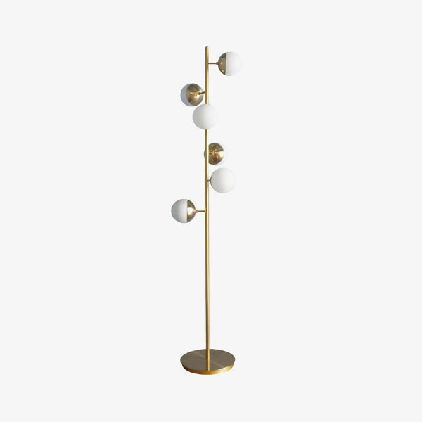 Auric Orbit Floor Lamp – Modern Glass Globe Lighting | Luxury Gold Statement Design