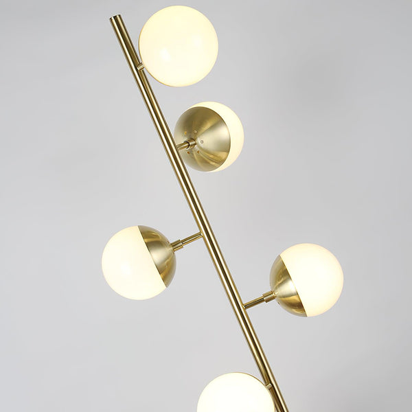 Auric Orbit Floor Lamp – Modern Glass Globe Lighting | Luxury Gold Statement Design
