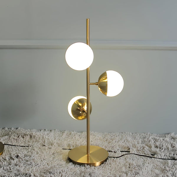 Auric Orbit Floor Lamp – Modern Glass Globe Lighting | Luxury Gold Statement Design
