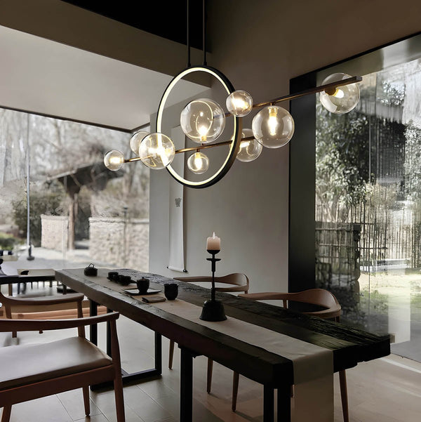 Elara Glass Globe Chandelier – Modern Ring Chandelier | Elegant Contemporary Statement Lighting