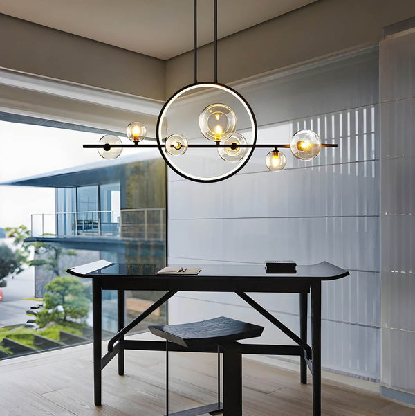 Elara Glass Globe Chandelier – Modern Ring Chandelier | Elegant Contemporary Statement Lighting