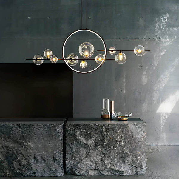 Elara Glass Globe Chandelier – Modern Ring Chandelier | Elegant Contemporary Statement Lighting