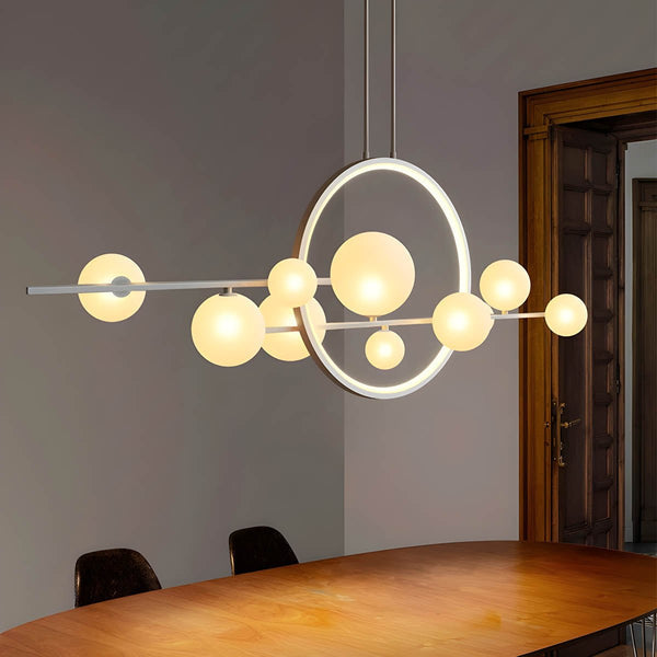 Elara Glass Globe Chandelier – Modern Ring Chandelier | Elegant Contemporary Statement Lighting