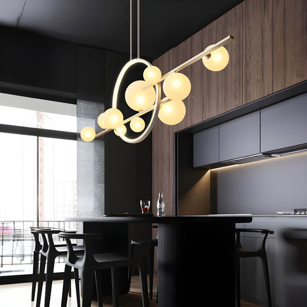 Elara Glass Globe Chandelier – Modern Ring Chandelier | Elegant Contemporary Statement Lighting