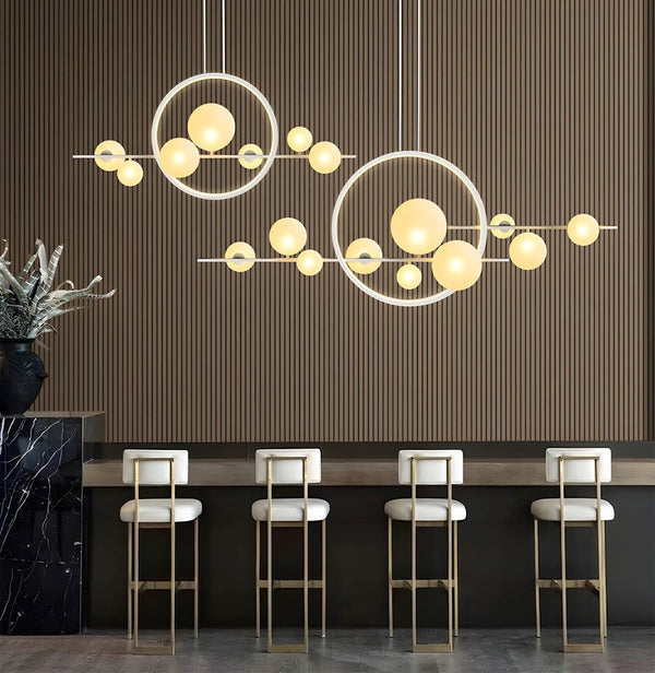 Elara Glass Globe Chandelier – Modern Ring Chandelier | Elegant Contemporary Statement Lighting