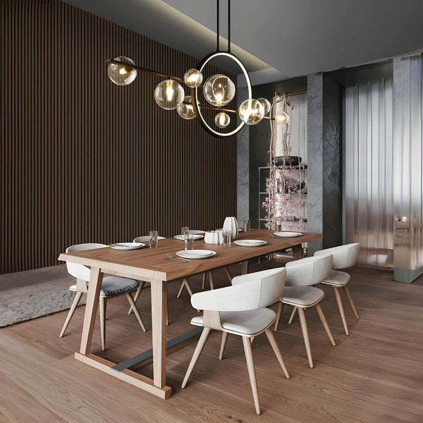 Elara Glass Globe Chandelier – Modern Ring Chandelier | Elegant Contemporary Statement Lighting