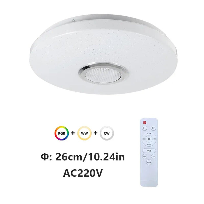 Smart LED Ceiling Light with Bluetooth Speaker – RGB Dimmable Flush Mount Lamp | Modern Multi-Function Lighting
