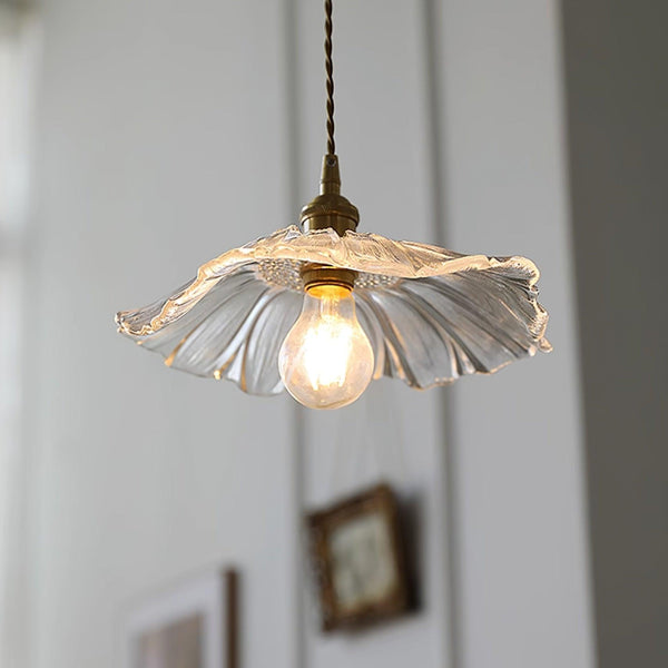Floral Glass Pendant Light – Vintage Flower Hanging Lamp | Elegant Retro Ceiling Lighting