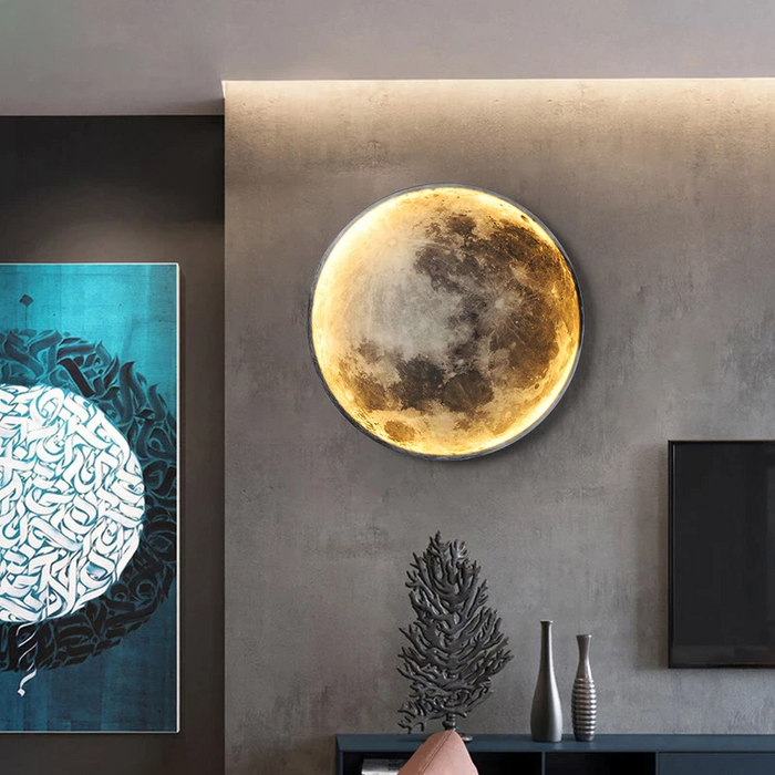LunaGlow Moon Wall Light – Dimmable LED Wall Lamp | Celestial Ambient Lighting | Modern Bedroom Décor
