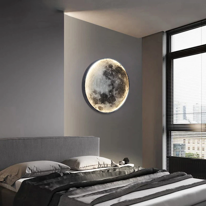 LunaGlow Moon Wall Light – Dimmable LED Wall Lamp | Celestial Ambient Lighting | Modern Bedroom Décor